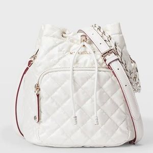 Mz Wallace Lacquer White Bucket Crossbody Shoulder Bag